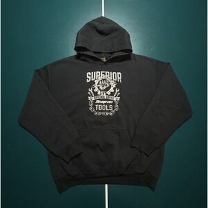 Snap On Tools Black‎ Hoodie Sweatshirt Men's Size Large Heavyweight Pullover Y2K